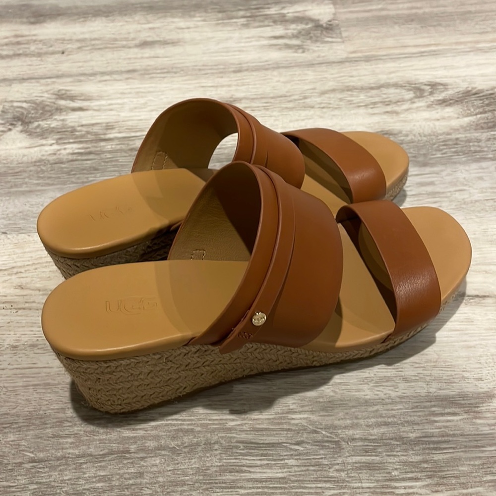 Ugg Clog Wedge Leather Mule Slip On Open Toe Sand… - image 1